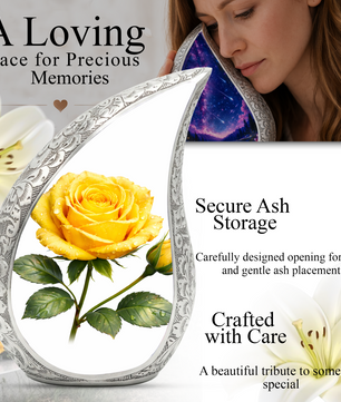 Yellow Rose Urn for Mom | Floral Urn for Human Ashes
