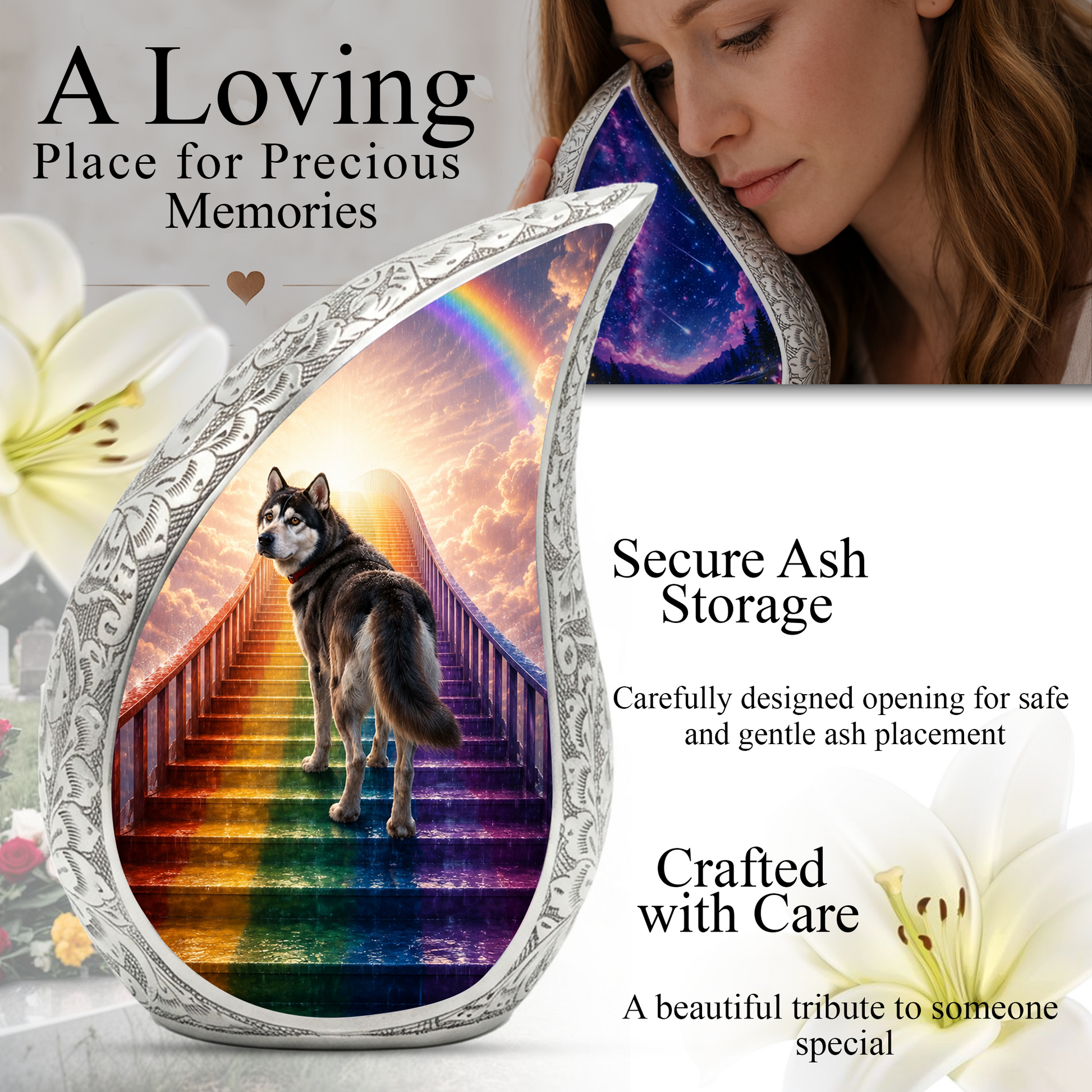 Dog Heaven Urn for Human Ashes | Personalized Dog Memorial & Adult Cremation Urn