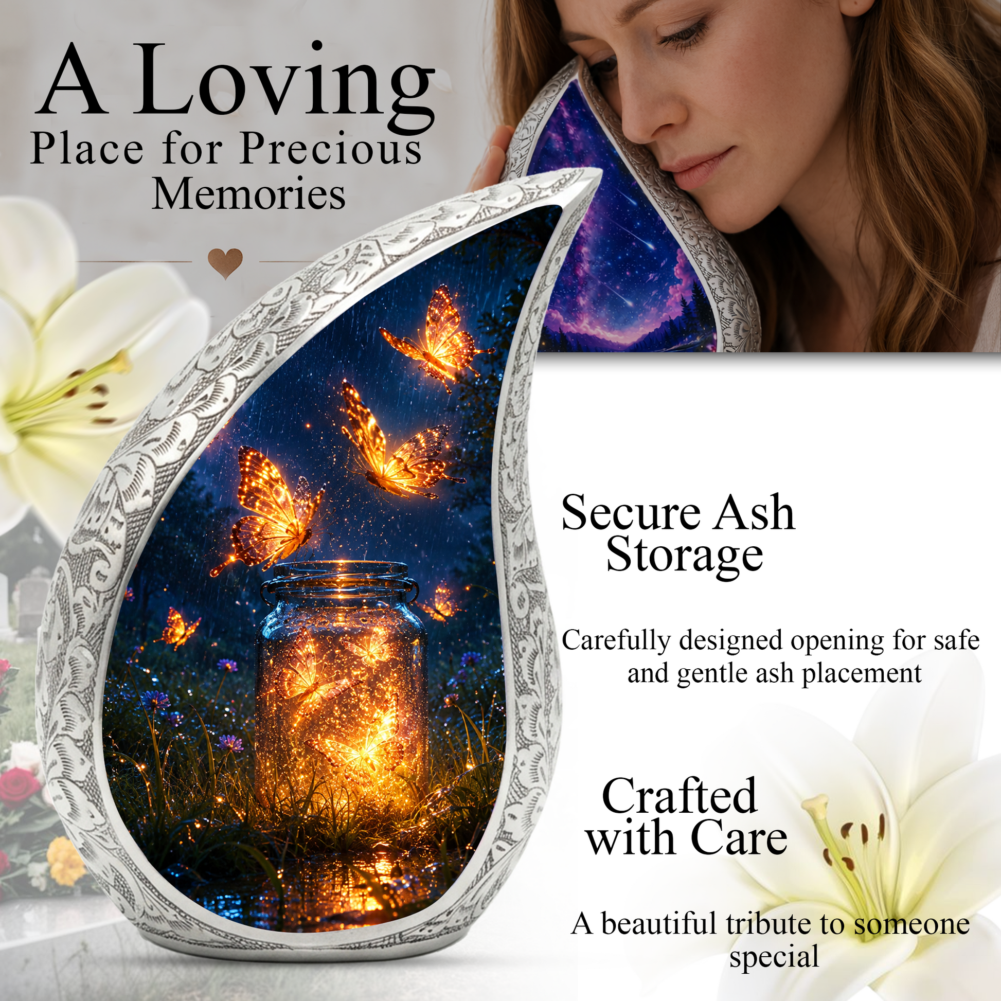 Butterfly Urn for Ashes, Butterfly Cremation Urn for Human Ashes