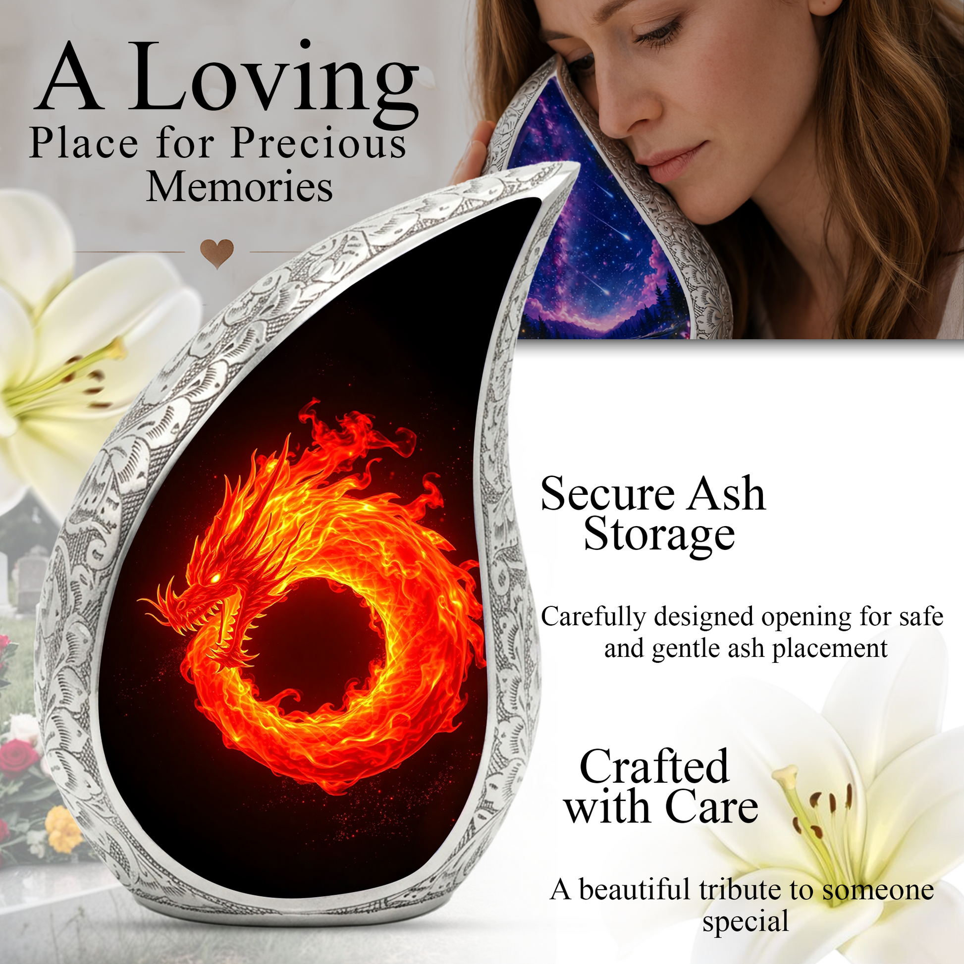 Dragon Memorial Urn for Dad | Adult Cremation Urn for Ashes