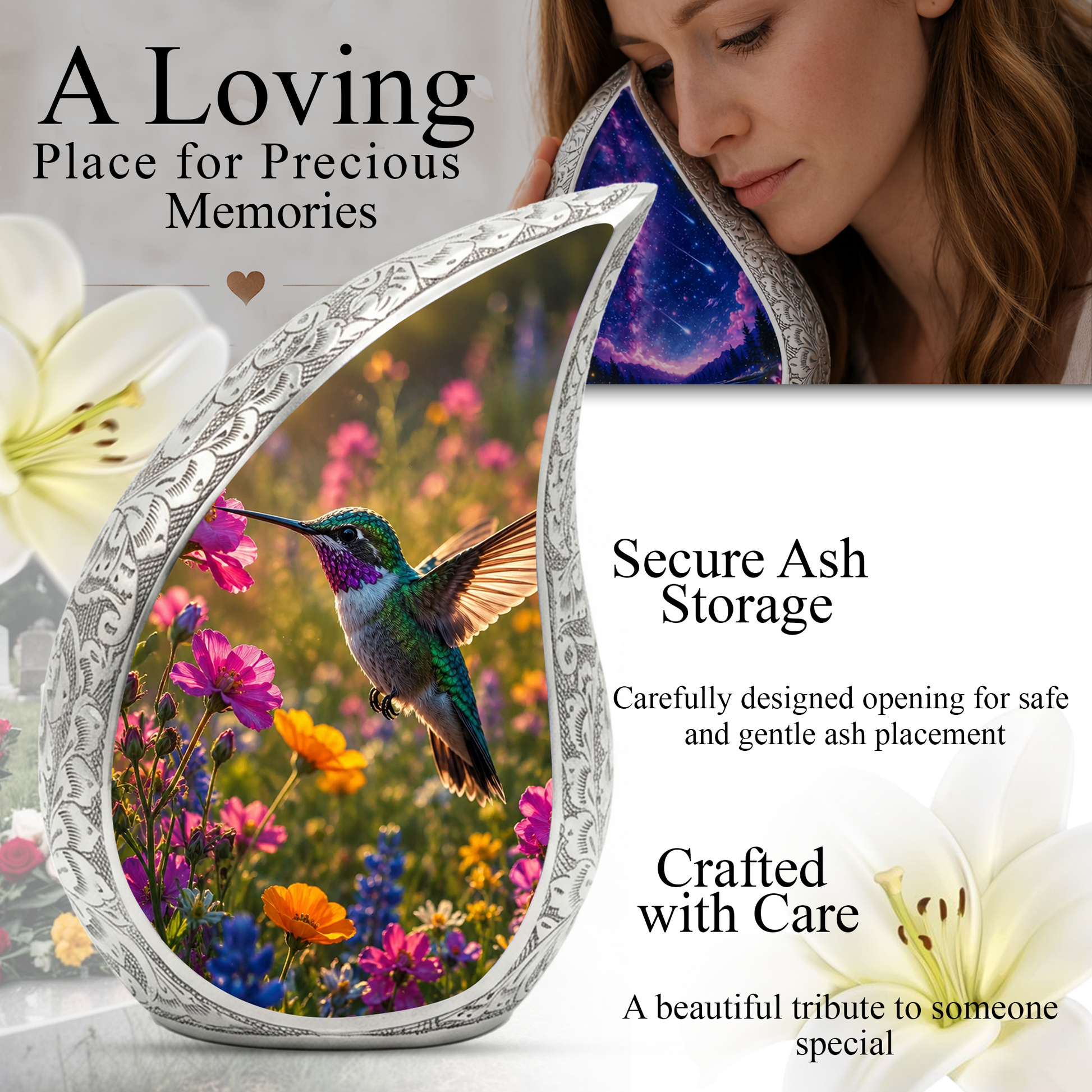 Hummingbird Urn for Human Ashes – Beautiful Adult Cremation Urn