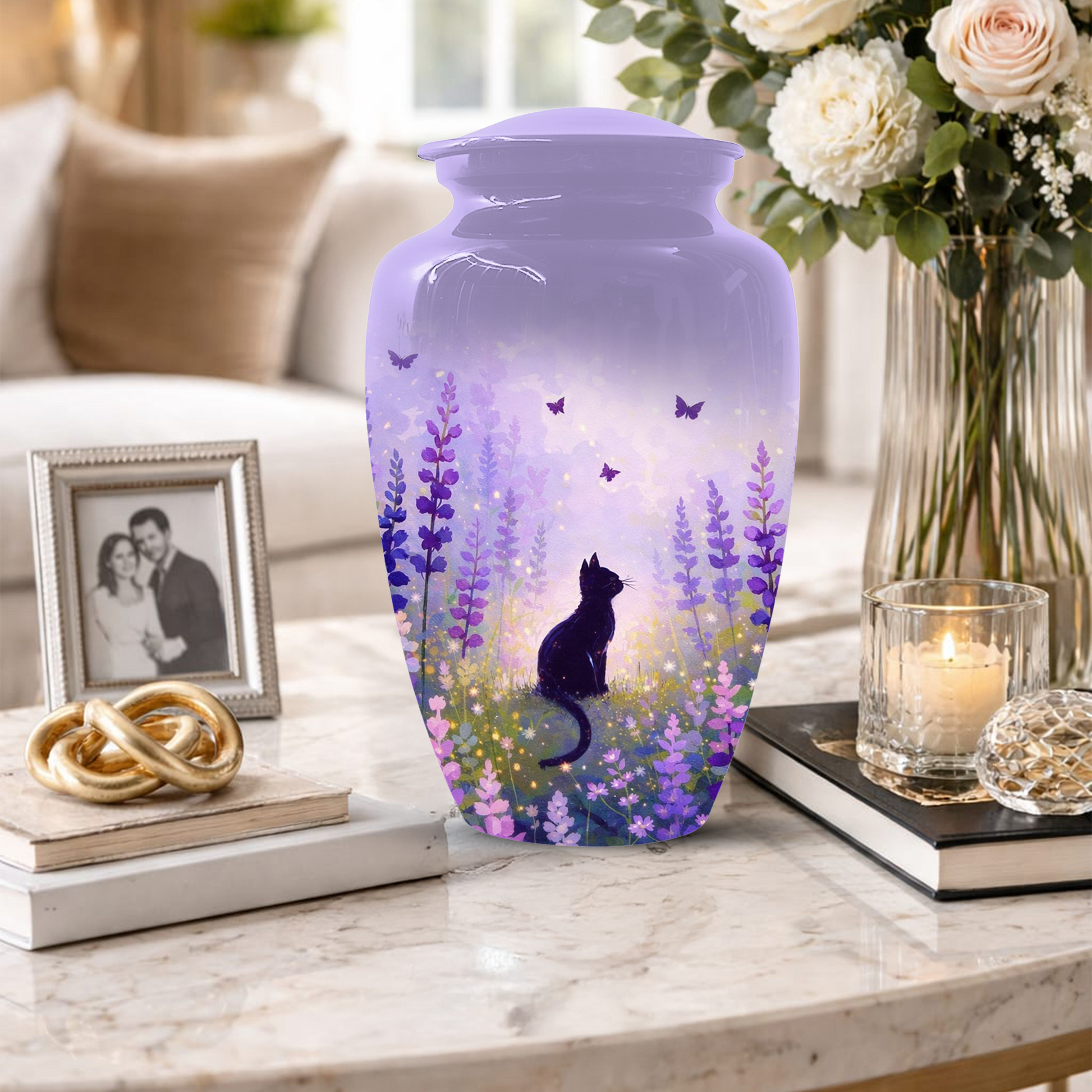 Cat Urn for Mom | Beautiful Cat Cremation  Large Urn for Mother|Funeral Urn for Human Ashes