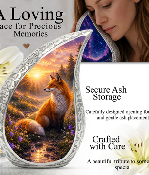 Fox Sunset Urn for Human Ashes | Wildlife Adult Cremation Urn | Fox Sunset Memorial Urn for Adult Ashes