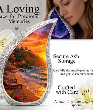 Beach Sunset Adult Urn for Mom, Cremation Keepsake Urn
