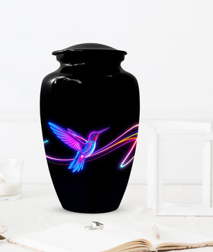 Personalized Neon Hummingbird Urn for Ashes – Modern Custom Adult Cremation Urn,
