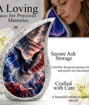 Patriotic Eagle Urn for Human Ashes | American Flag Adult Cremation Urn Memorial