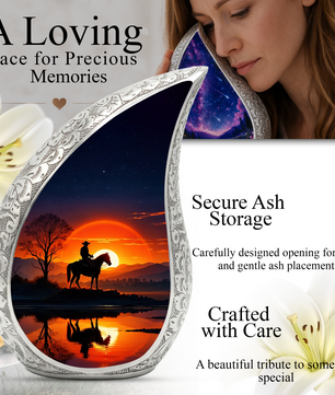 Cowboy Sunset Adult Urn for Human Ashes – Western Cowboy Cremation Urn
