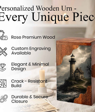 Lighthouse Wooden Cremation Urn – Coastal Memorial Urn
