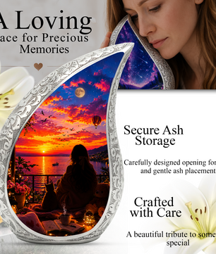 Sunset Memorial Urn for Mom-Cremation Urn for Women|Keepsake Memorial Urn