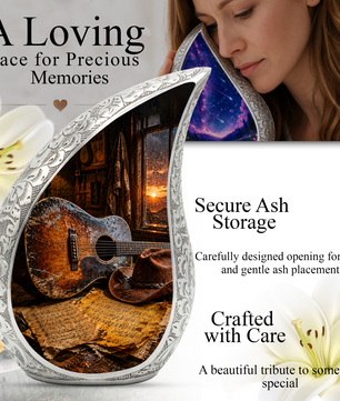 Country Guitar Cremation Urn for Dad – Rustic Memorial Urn for Father,