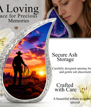 Western Cowboy Memorial Urn for Dad, Adult Cremation Urn for Ashes