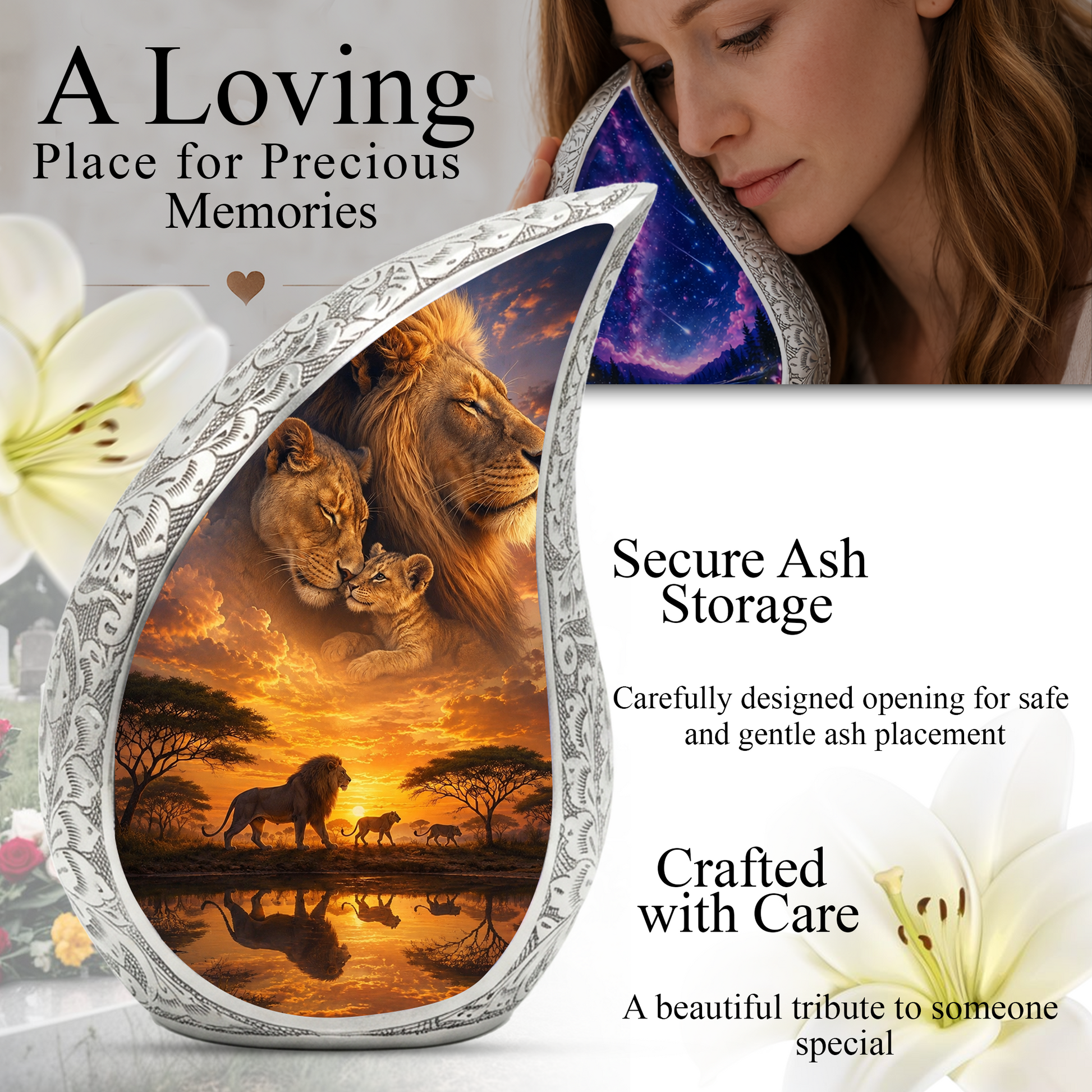 Lion Urn for Adult Ashes | Majestic Adult Cremation Urn for Human Ashes Memorial