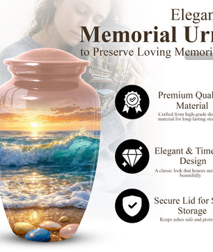 Ocean Sunset Urn for Mom | Beach Cremation  Large Urn for Women | Adult Female Memorial Urn
