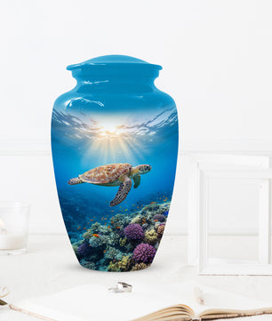 Ocean Wave Cremation Urn for Adult Ashes | Sea Turtle Ocean Theme Memorial Urn