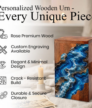 Ocean Flow Cremation Urn – Wooden Urn for Human Ashes