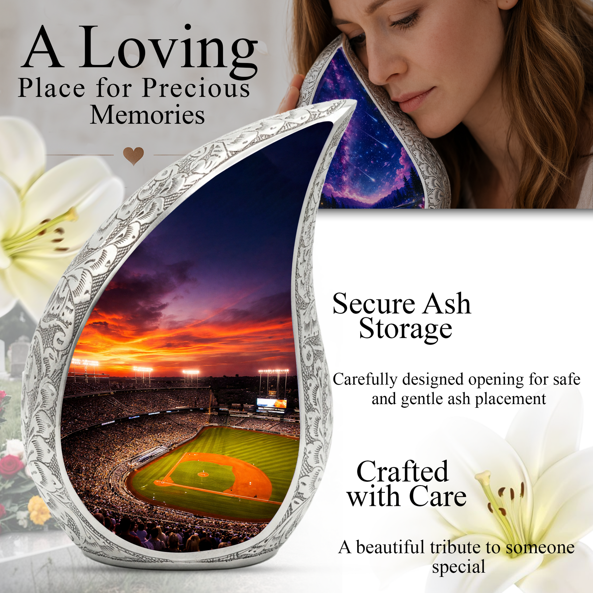 Baseball Stadium Memorial Urn | Personalized Cremation Urn for Dad