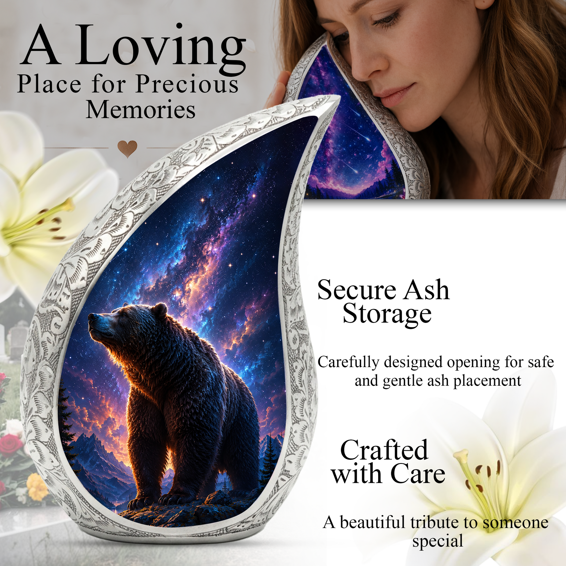 Bear Mountain Adult Urn for Human Ashes – Wildlife Adult Cremation Urn