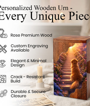 Dog Wooden Cremation Urn – Pet Memorial Urn for Dog Ashes