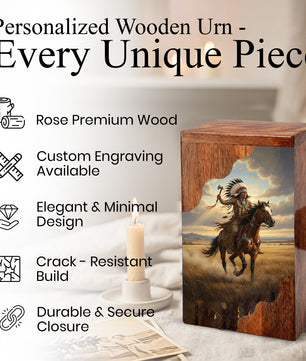 Western Cremation Urn for Dad – Custom Wooden Memorial Urn Box for Ashes