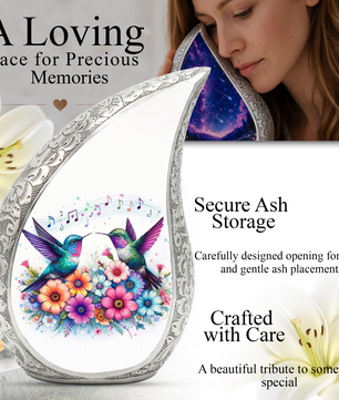 Beautiful Hummingbird with flowers Cremation Urn for Adult Ashes