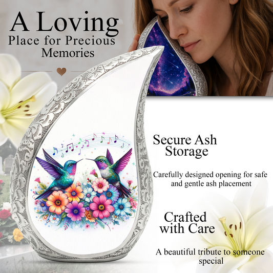 Beautiful Hummingbird with flowers Cremation Urn for Adult Ashes