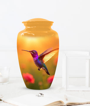 Golden Hummingbird Sunset Adult Urn for Human Ashes | Elegant Adult Cremation Urn