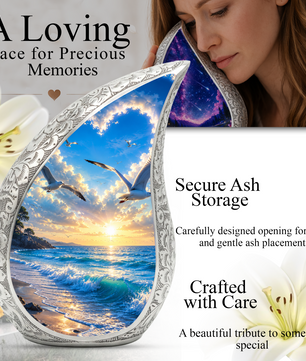 Beach Cremation Urn for Human Ashes | Wooden Beach Urn, Ocean Wave Urn & Beautiful Adult Urn for Mom and Loved Ones