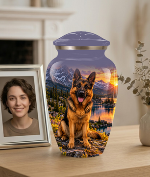 Personalized German Shepherd Cremation Urn for Ashes, Dog Memorial Urn, Custom Pet Urn