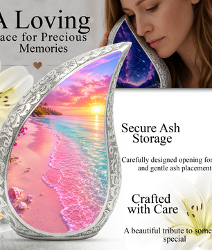 Ocean Sunset Urn for Mom, Beach Cremation Urn for Women, Memorial Urn for Ashes