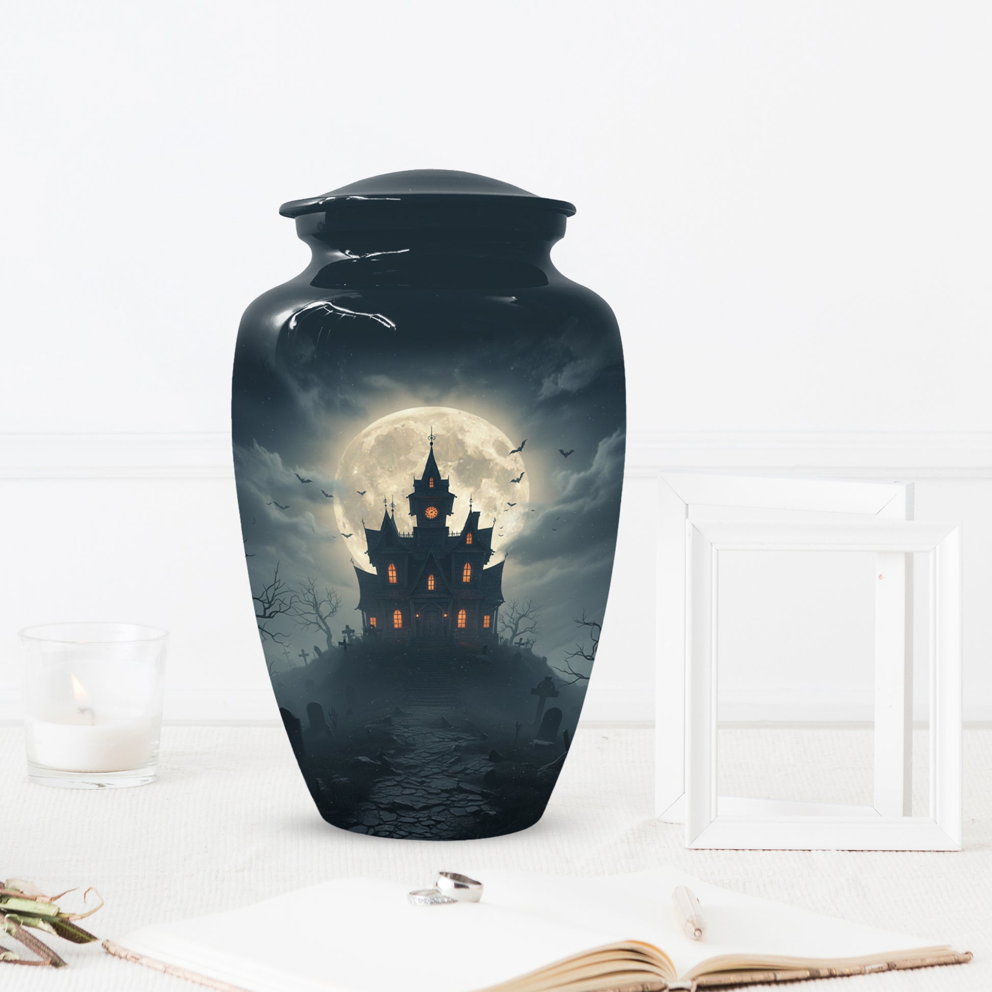 Gothic Haunted House Adult Urn for Human Ashes | Halloween Memorial Adult Cremation Urn for Ashes