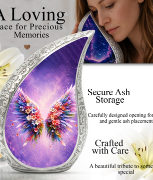 Angel Wings Memorial Urn for Mom, Beautiful Cremation Urn for Women