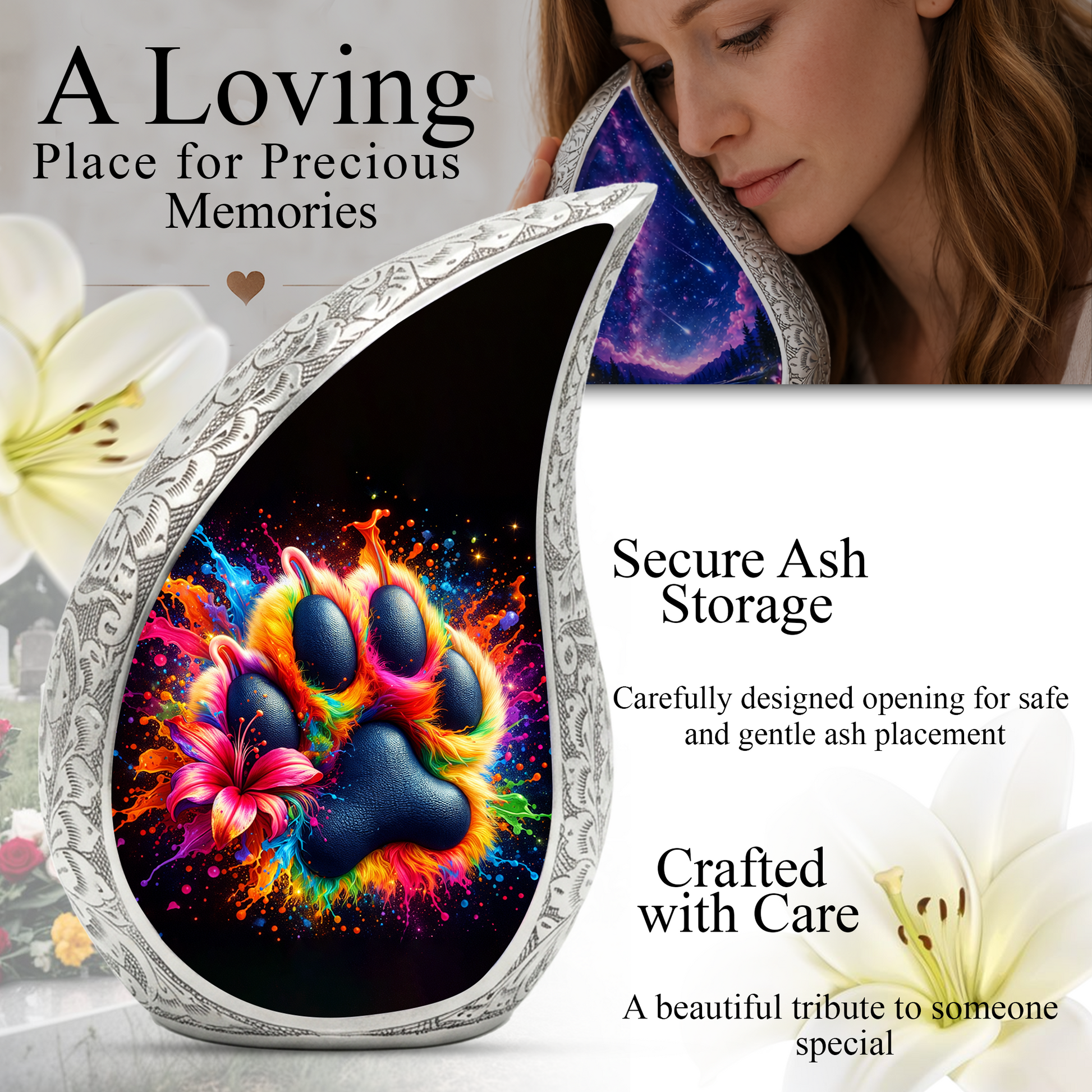 Paw Print Adult Urn for Human Ashes – Premium Paw Cremation Urn