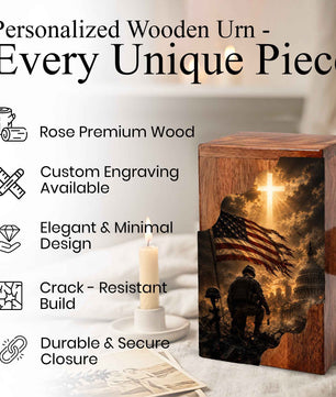 Christian Wooden Cremation Urn | Cross Urn for Ashes | Religious Urn for Dad