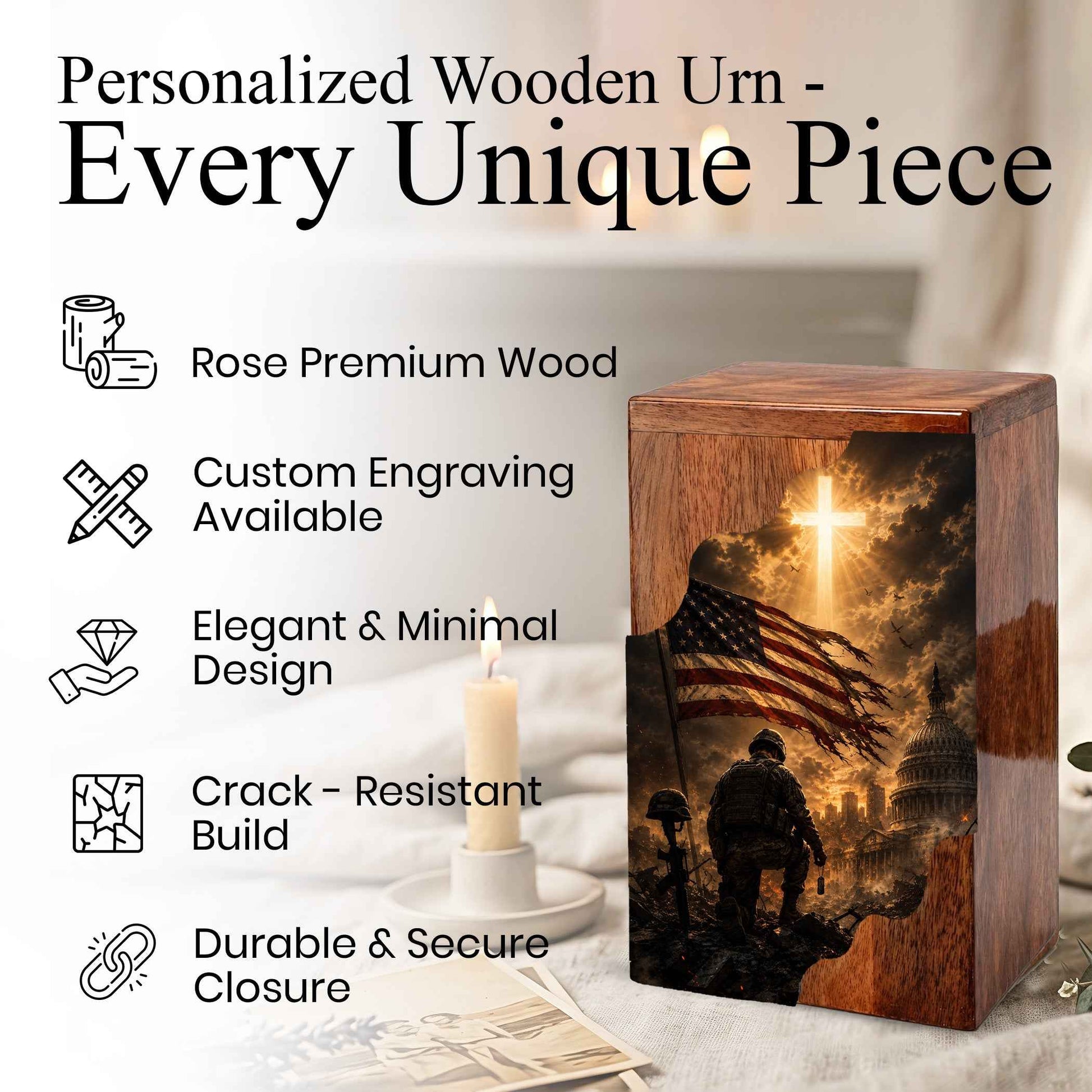 Christian Wooden Cremation Urn | Cross Urn for Ashes | Religious Urn for Dad