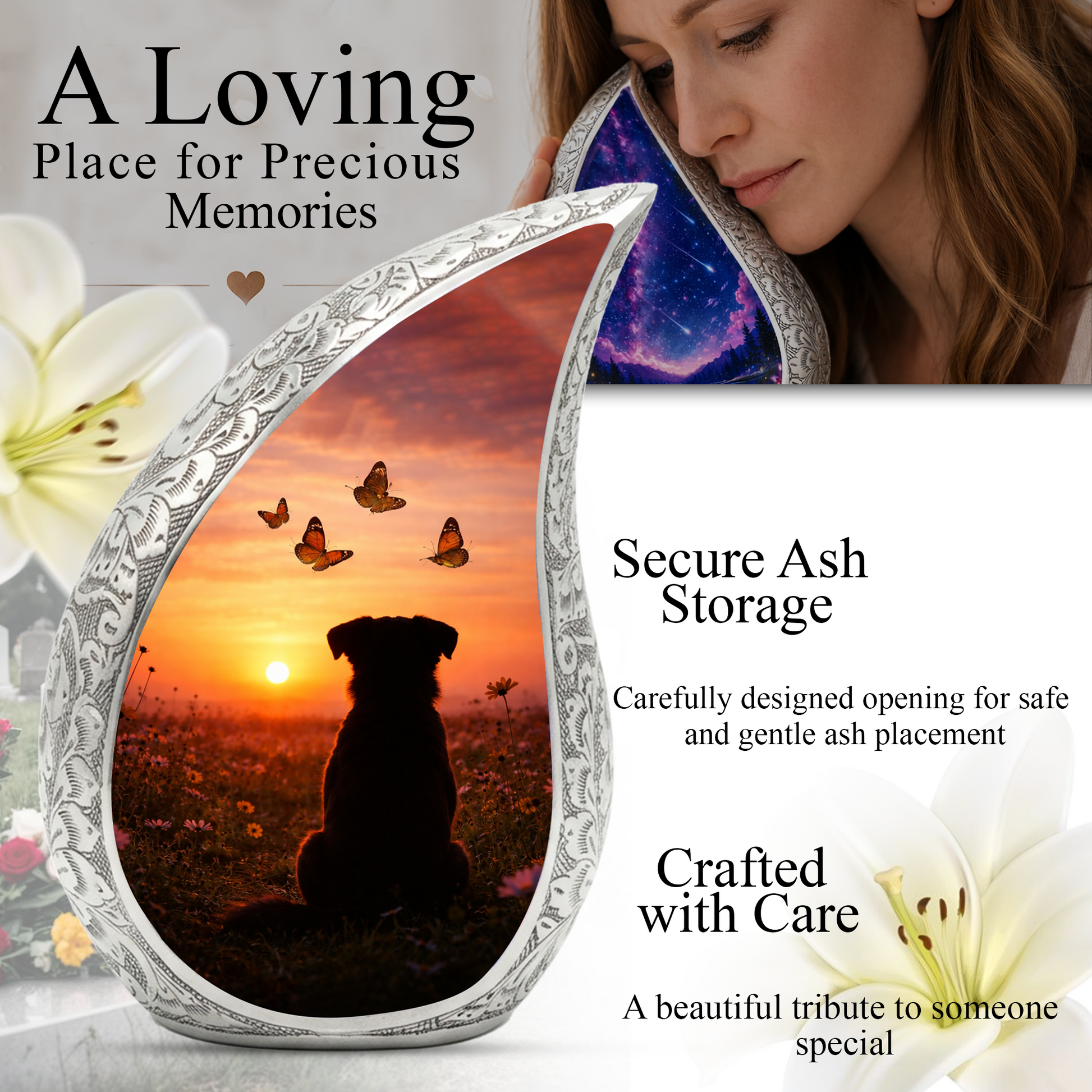 Dog Sunset Urn for Human & Pet Ashes – Personalized Dog Urn