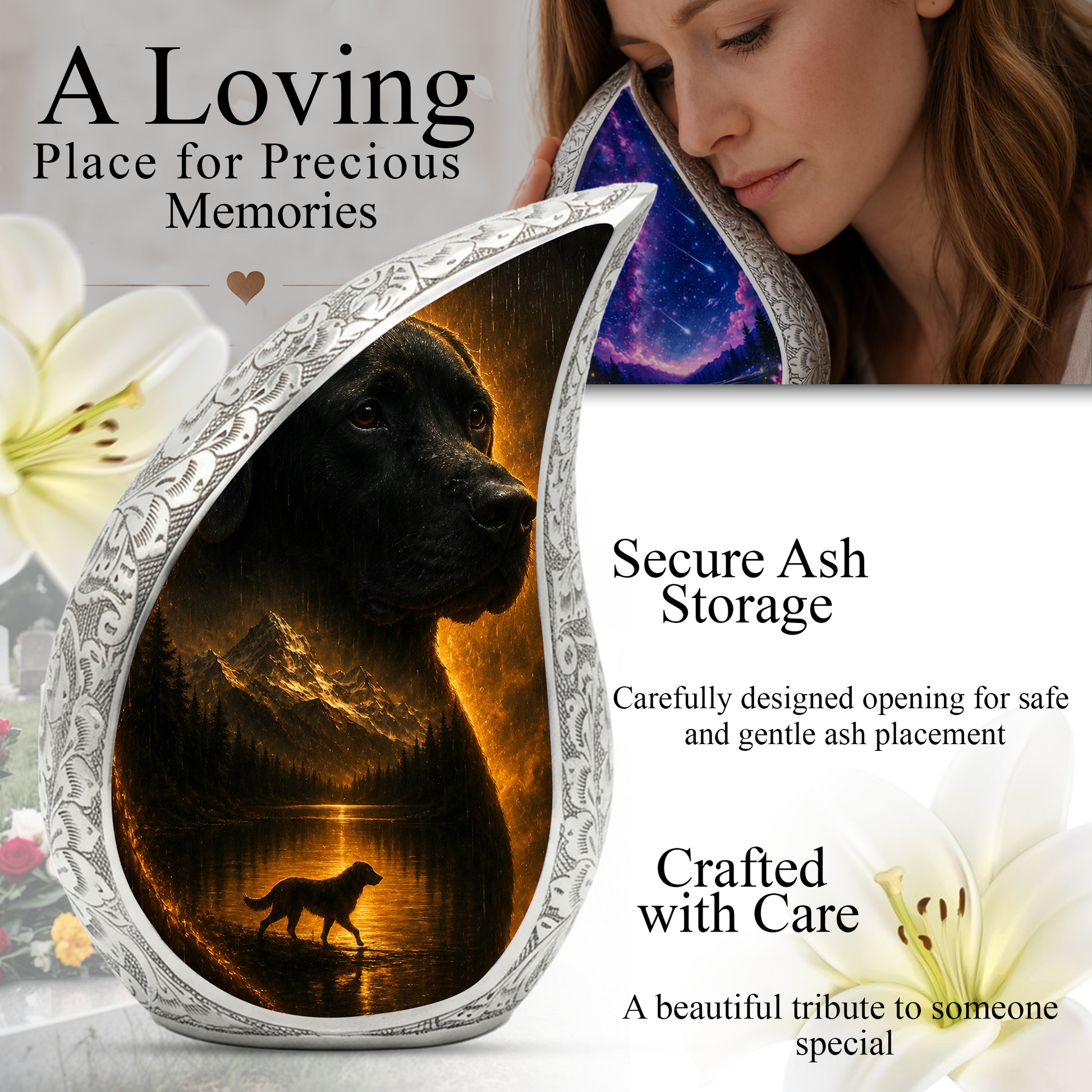 Dog Urn for Human Ashes | Beautiful Dog Memorial Adult Cremation Urn