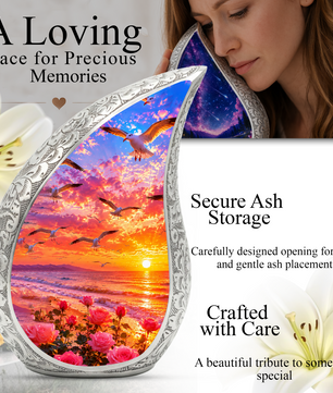 Sunset Memorial Urn for Mom – Personalized Funeral Urn for Human Ashes | Beautiful Cremation & Memorial Urn for Women
