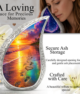 Ocean Beach Sunset Urn for Human Ashes | Beautiful Beach Cremation Urn,
