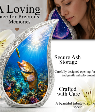Bass Fishing Memorial Urn for Dad | Fisherman Cremation Urn for Ashes