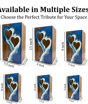 Ocean Wooden Urn For Human Ashes - Couple Urns Keepsake Box
