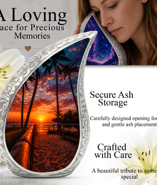 Ocean Beach Sunset Urn for Human Ashes | Beach-Themed Adult Cremation Urn