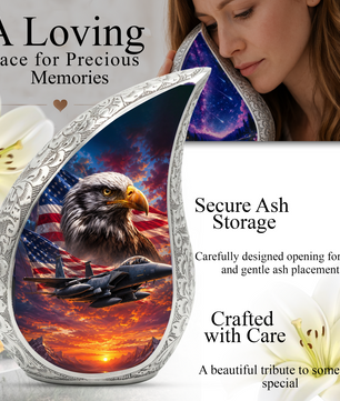 Eagle Urn for Human Ashes | Patriotic Eagle Adult Cremation Urn | Eagle Memorial Urn for Men, Women & Adults