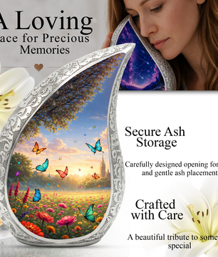Butterfly Sunflower Adult Urn for Human Ashes – Premium Butterfly & Sunflower Cremation Urn