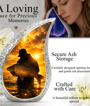 Fishing Cremation Urn for Dad – Gone Fishing Adult Male Memorial Urn for Human Ashes