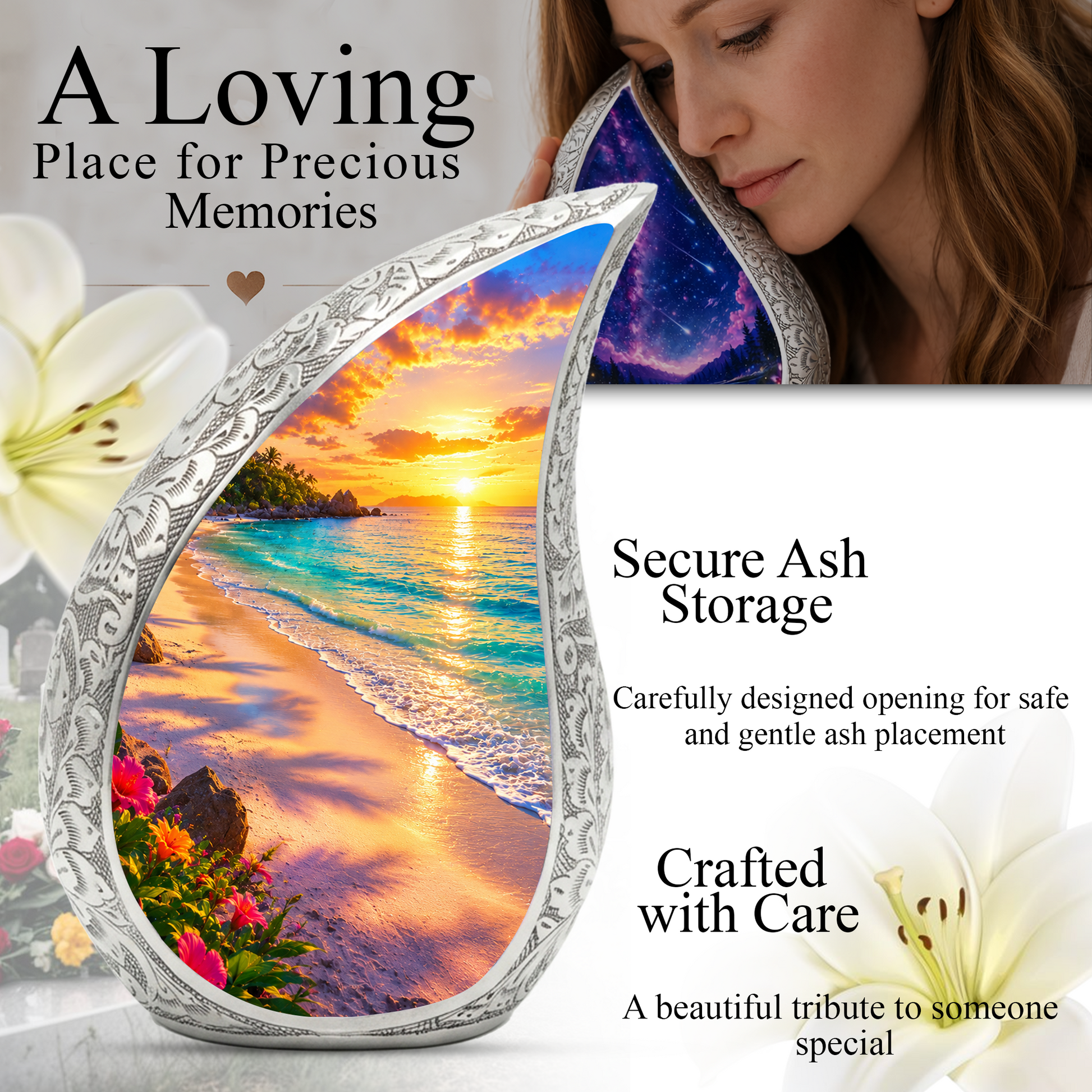Ocean Beach Urn for Mom, Ocean Cremation Urn for Women | Keepsake Urn For Ashes