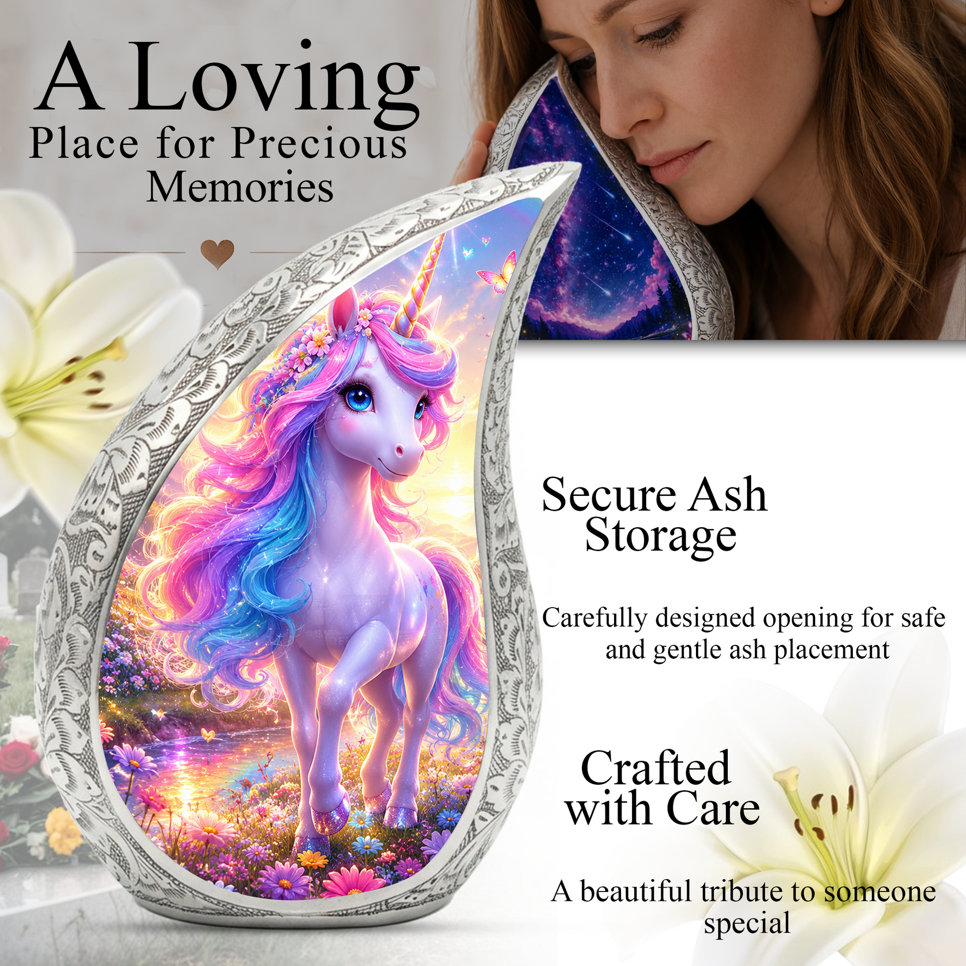 Unicorn Adult Urn for Ashes,Cremation Urn for Women