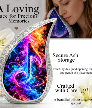 Musical Note Cremation Urn for Ashes, Colorful Music Lover Memorial Urn