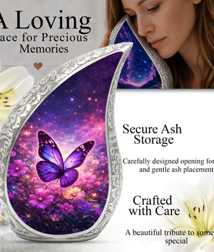 Purple Butterfly Adult Urn for Human Ashes – Premium Purple Butterfly Cremation Urn
