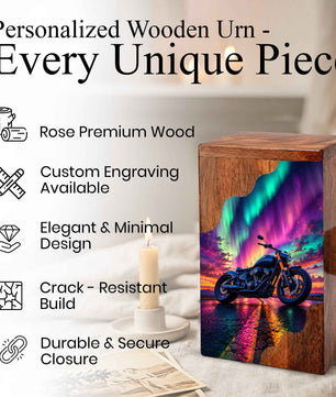 Motorcycle Wooden Cremation Urn – Wooden Urn for Human Ashes