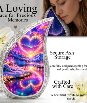 Heart Landscape Urn for Mom – Personalized Cremation Urn for Human Ashes | Beautiful Memorial Urns for Women